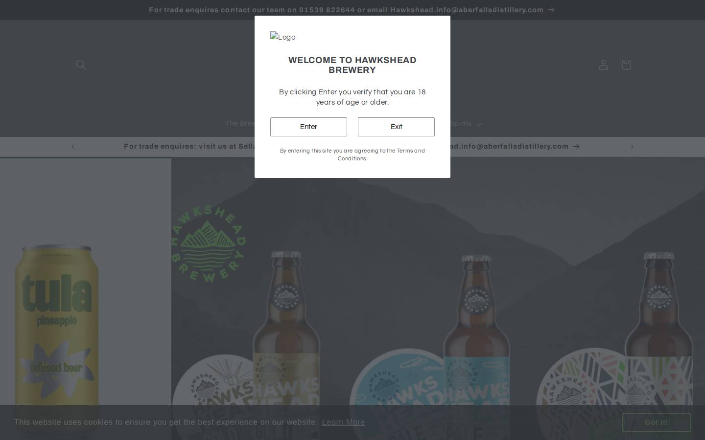 Hawkshead Brewery homepage screenshot