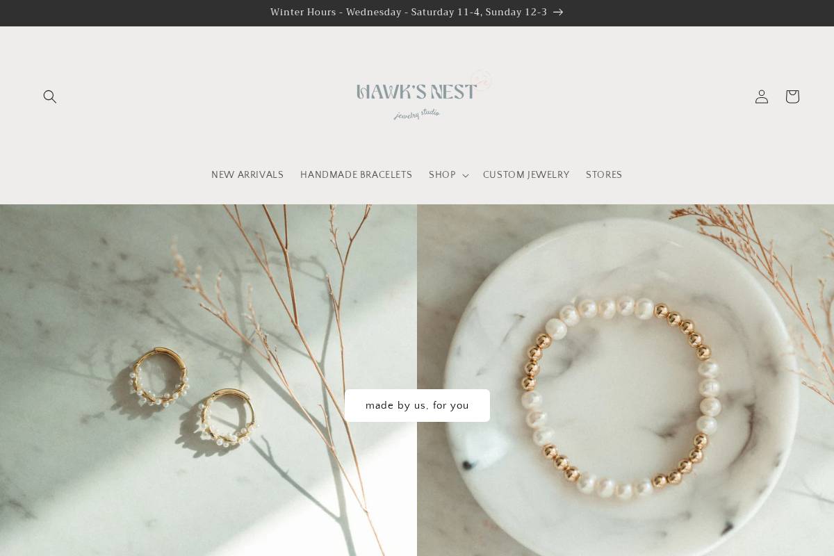 hawksnestjewelry.com homepage screenshot