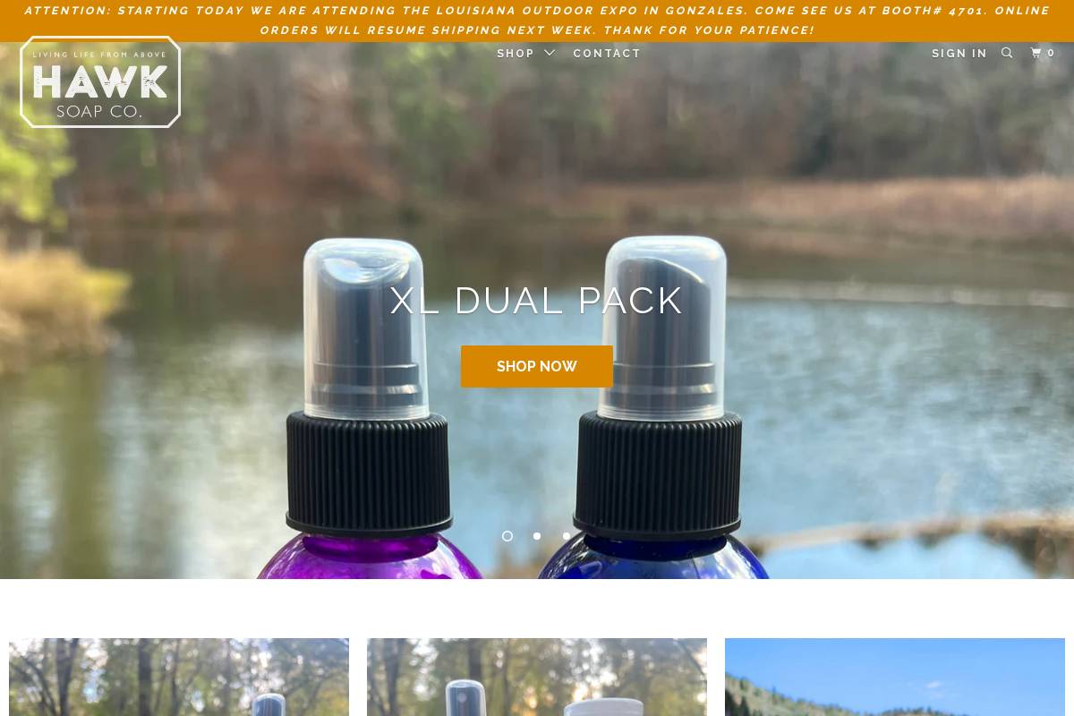 hawksoapco.com homepage screenshot