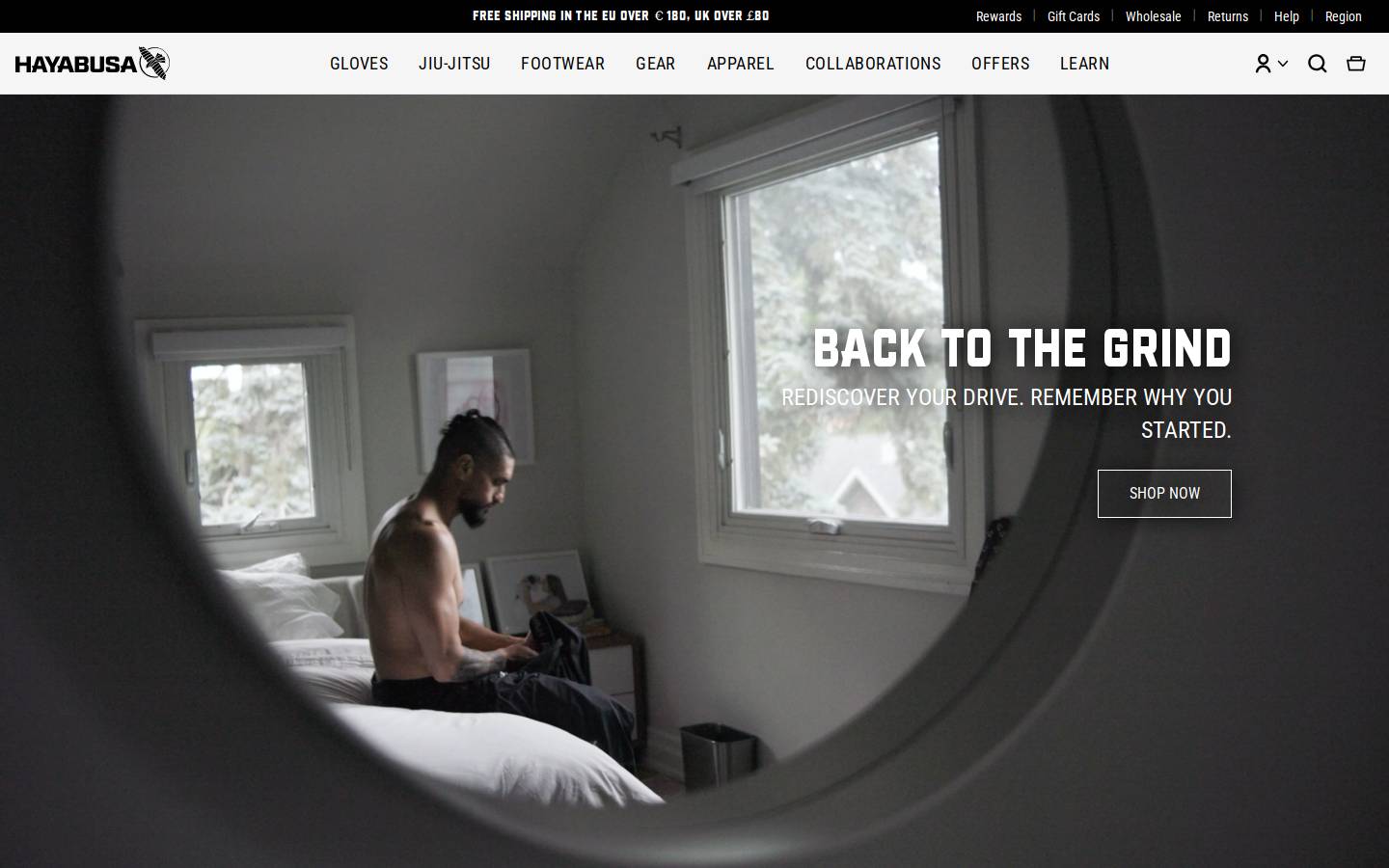 Hayabusa Fightwear homepage screenshot