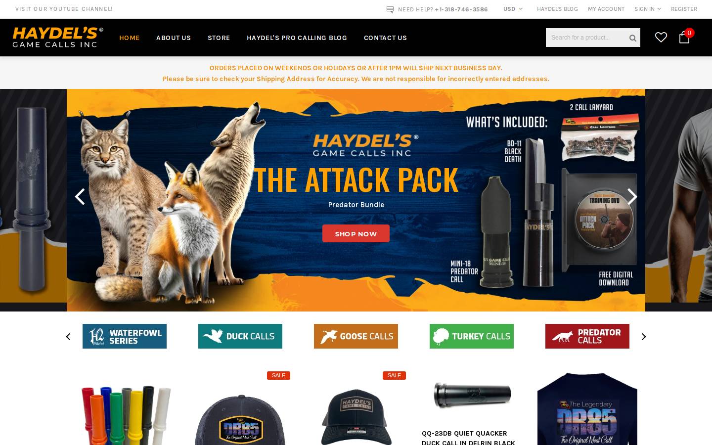haydels.com homepage screenshot