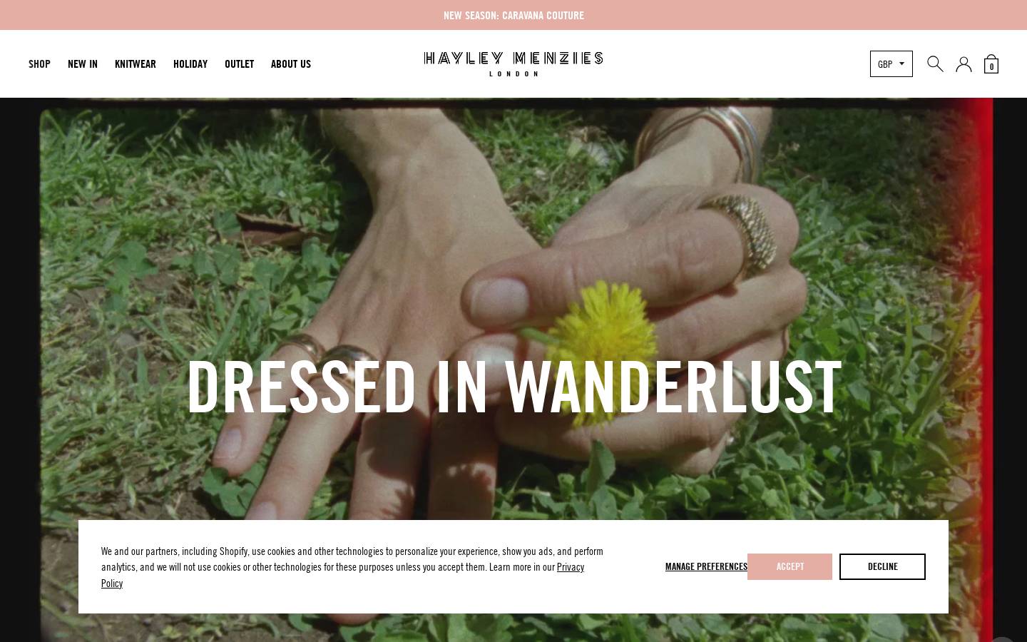 Hayley Menzies homepage screenshot