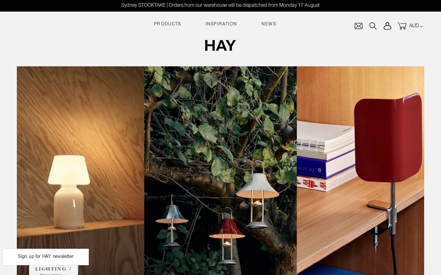 hayshop.com.au homepage screenshot