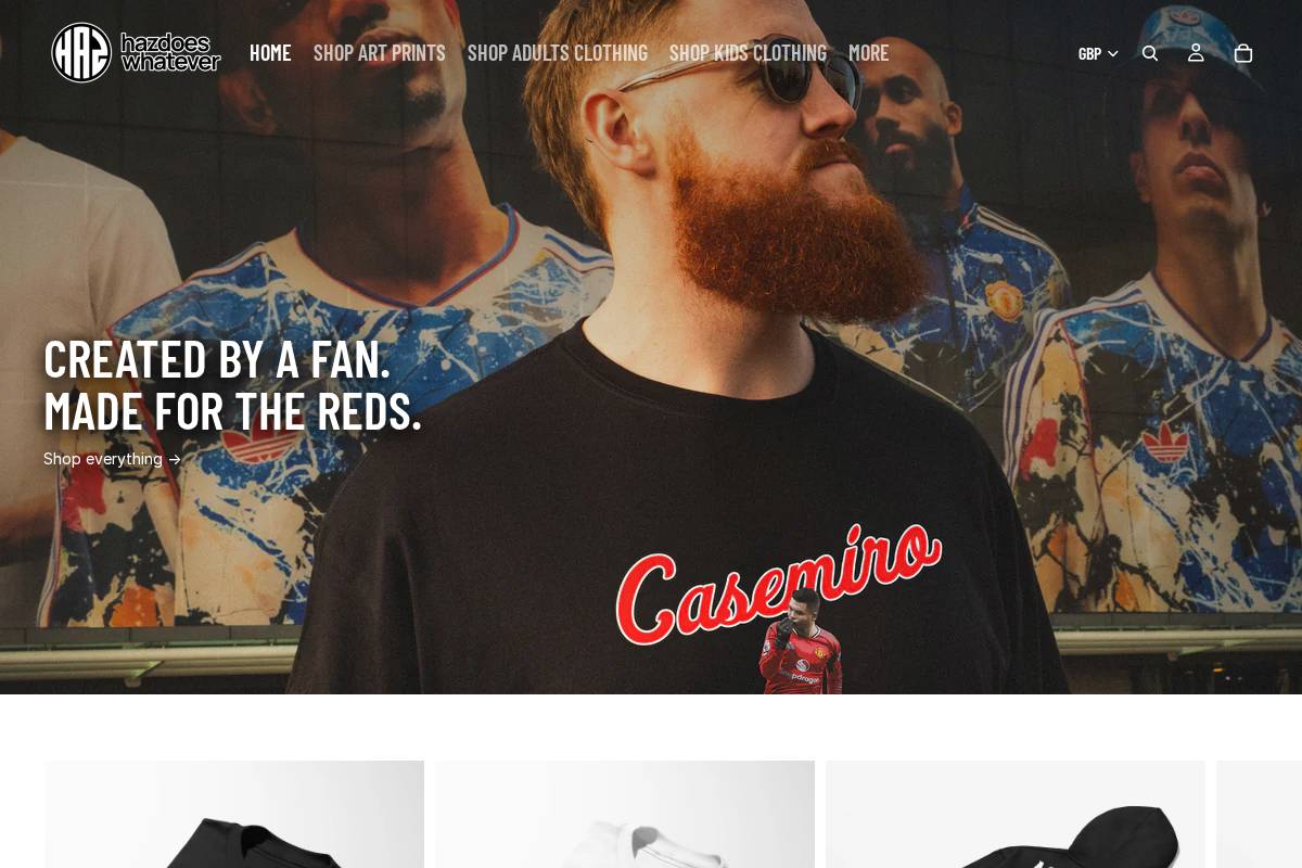 hazdoeswhatever.com homepage screenshot