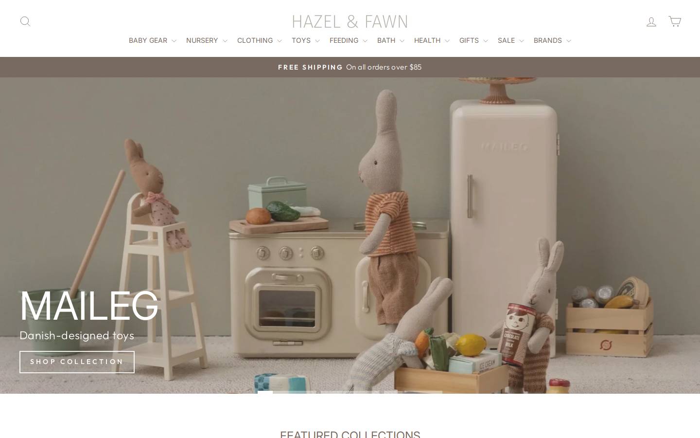 hazelandfawn.com homepage screenshot