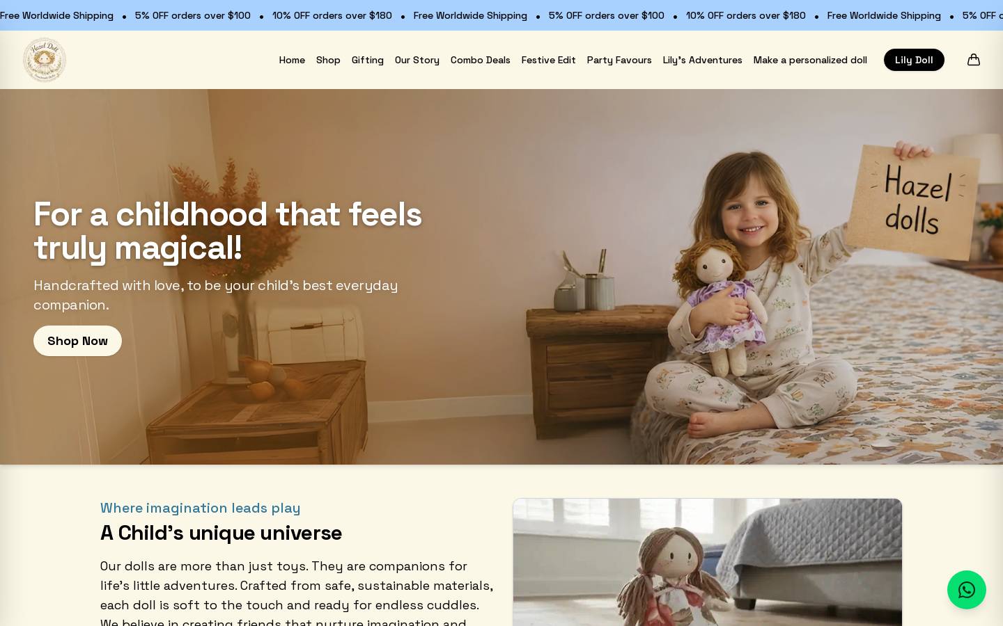 hazeldoll.com homepage screenshot