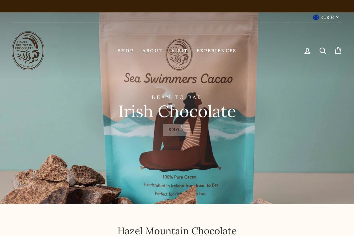 Hazel Mountain Chocolate homepage screenshot