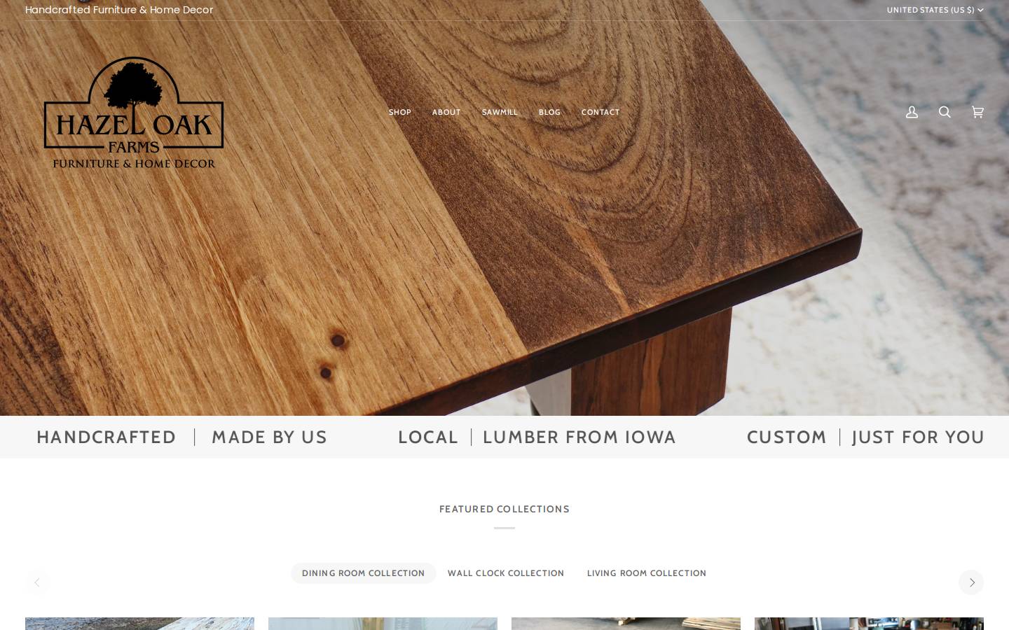 hazeloakfarms.com homepage screenshot