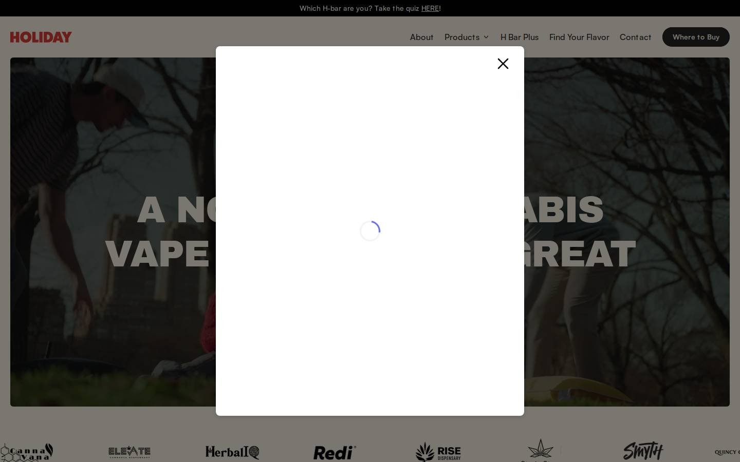 Holiday homepage screenshot