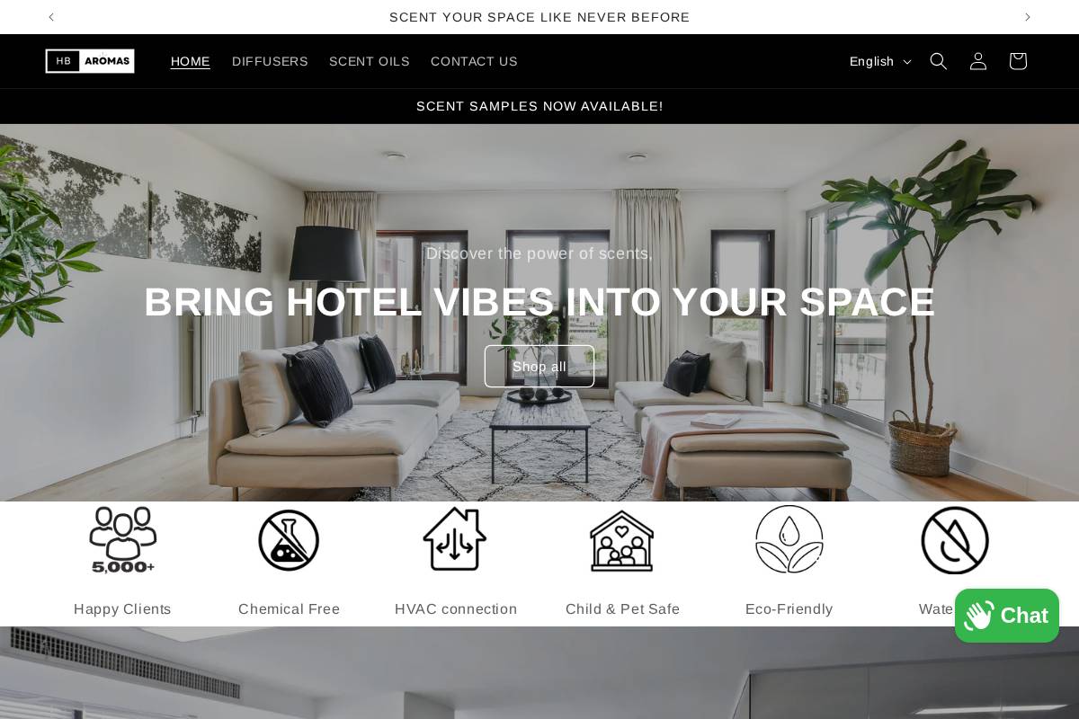 hbaromas.shop homepage screenshot