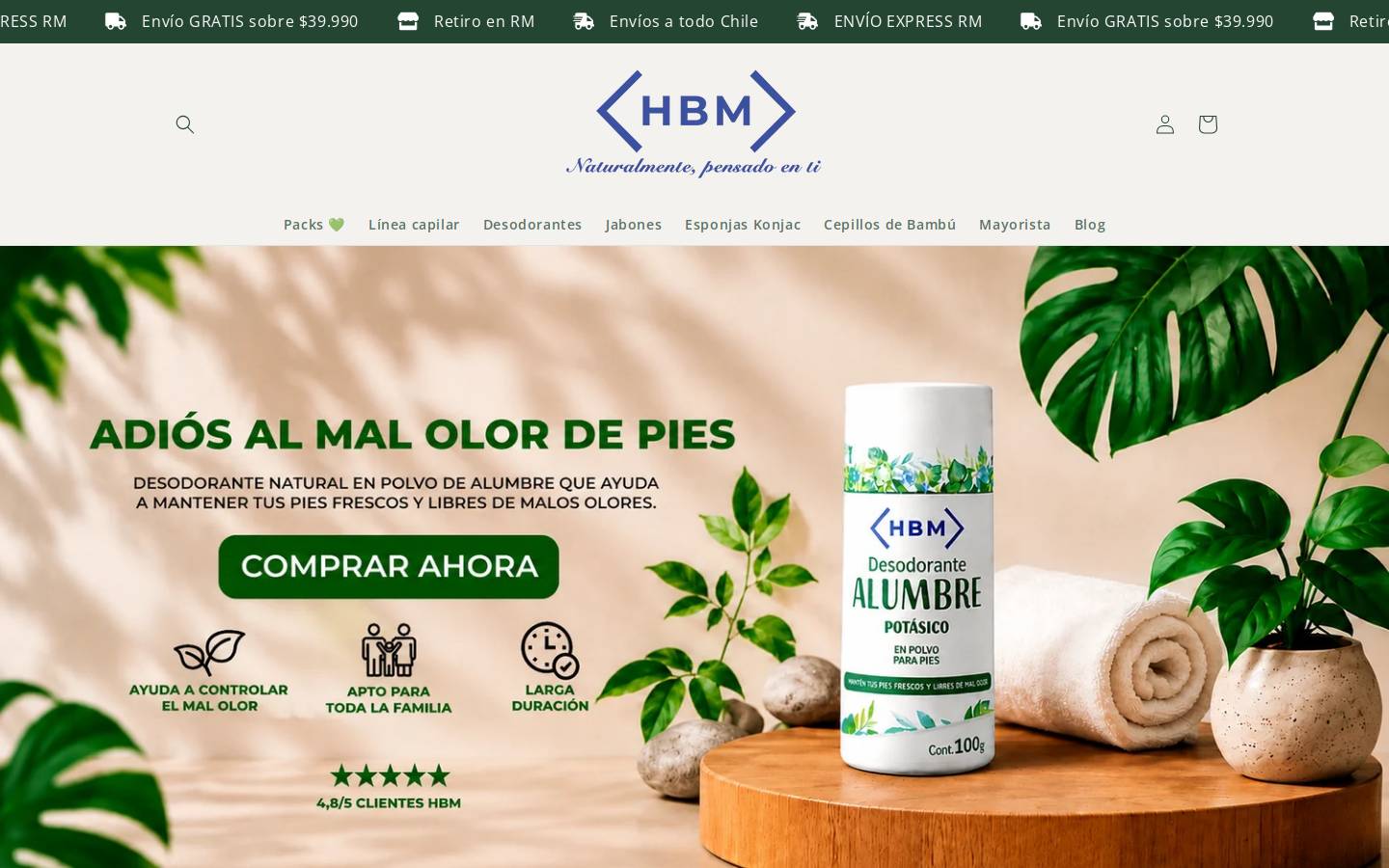 hbmimportadora.cl homepage screenshot