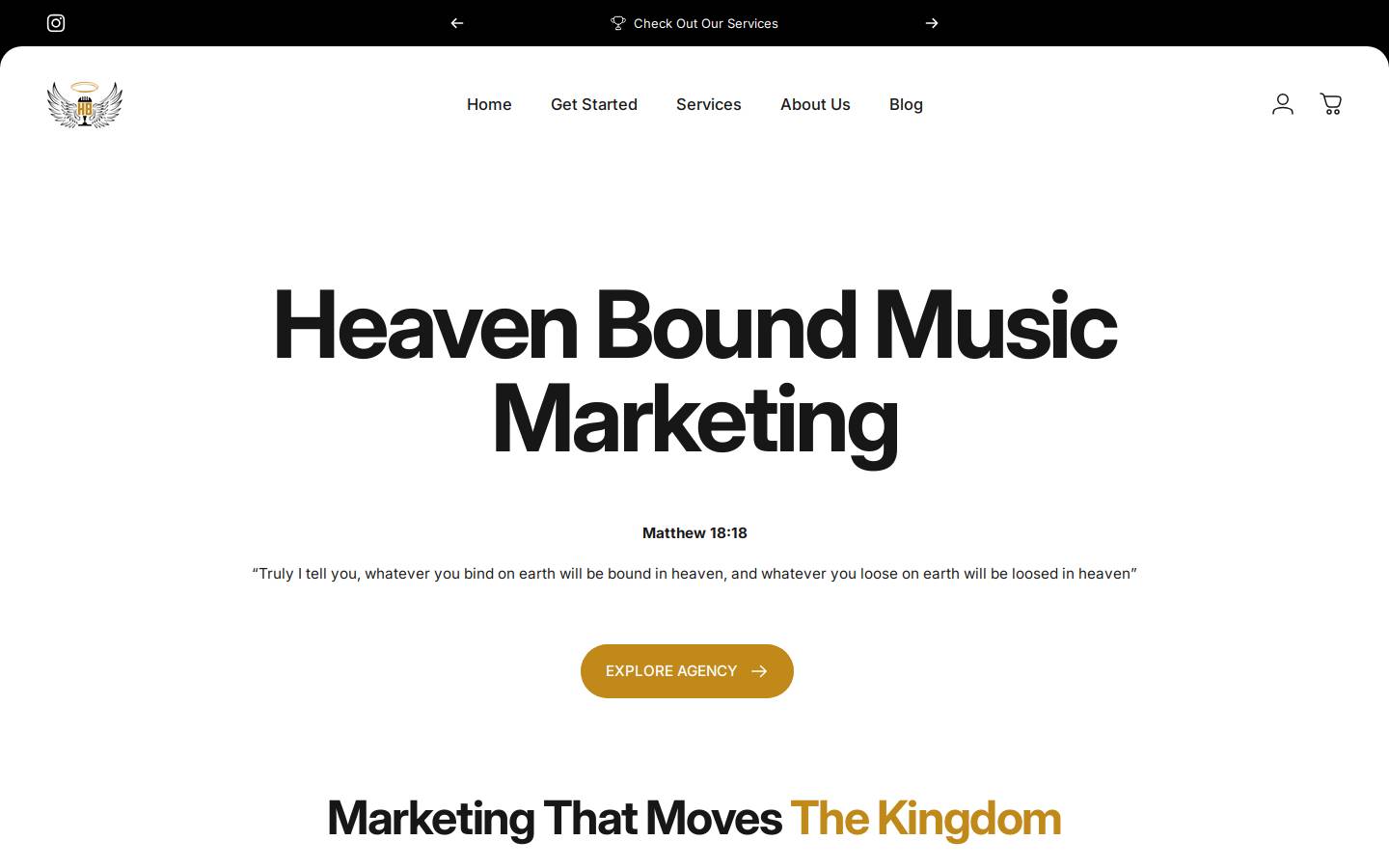Heaven Bound Music Marketing homepage screenshot