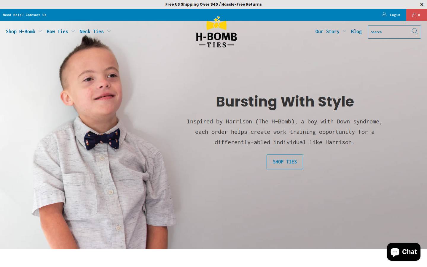 hbombties.com homepage screenshot