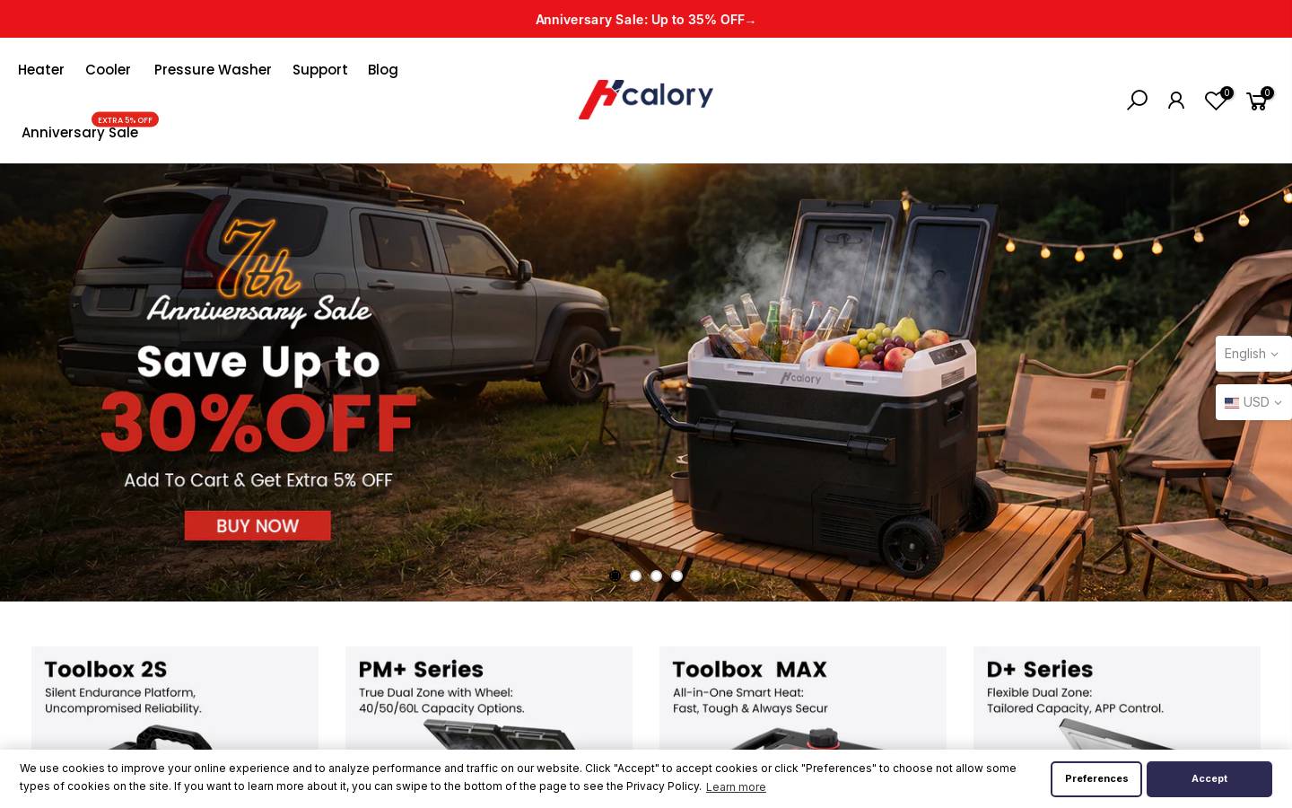 Hcalory homepage screenshot