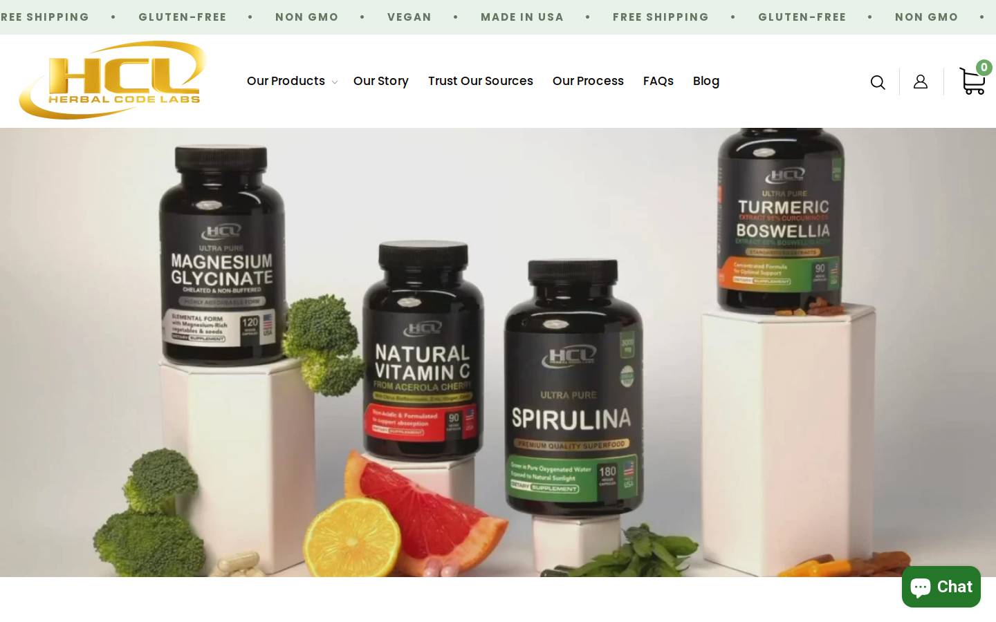 hclnutrition.com homepage screenshot