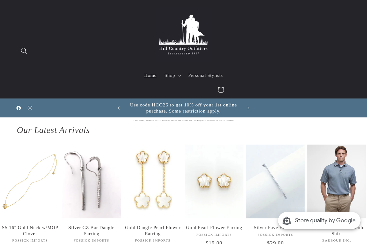 Hill Country Outfitters homepage screenshot