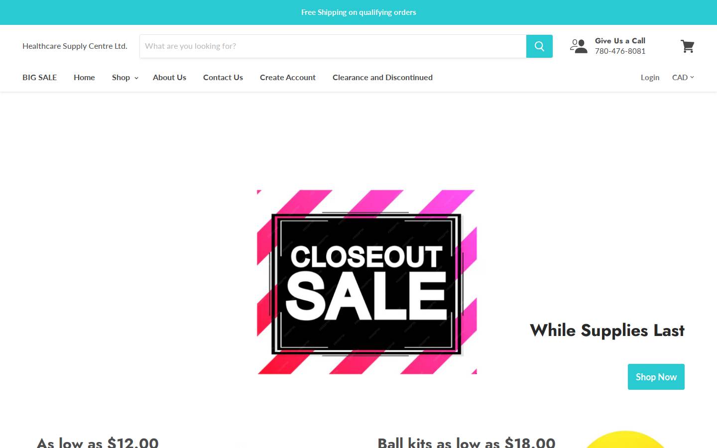 hcsupply.ca homepage screenshot