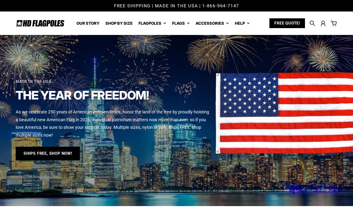 hdflagpoles.com homepage screenshot