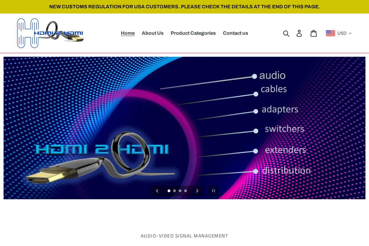 hdmi2hdmi.com homepage screenshot