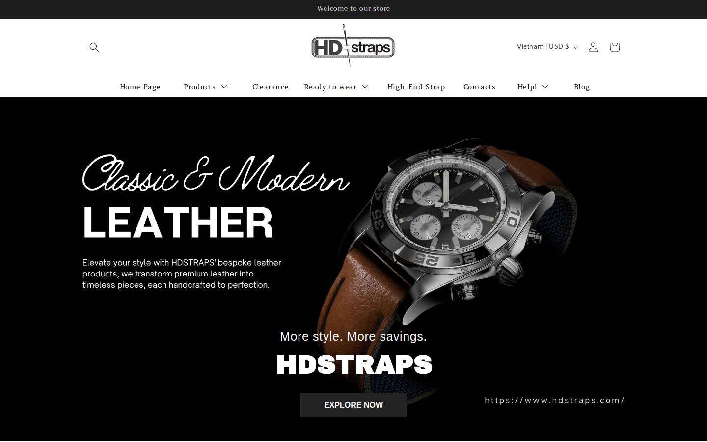 hdstraps.com homepage screenshot