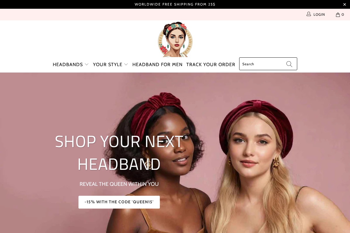 Headband Store homepage screenshot