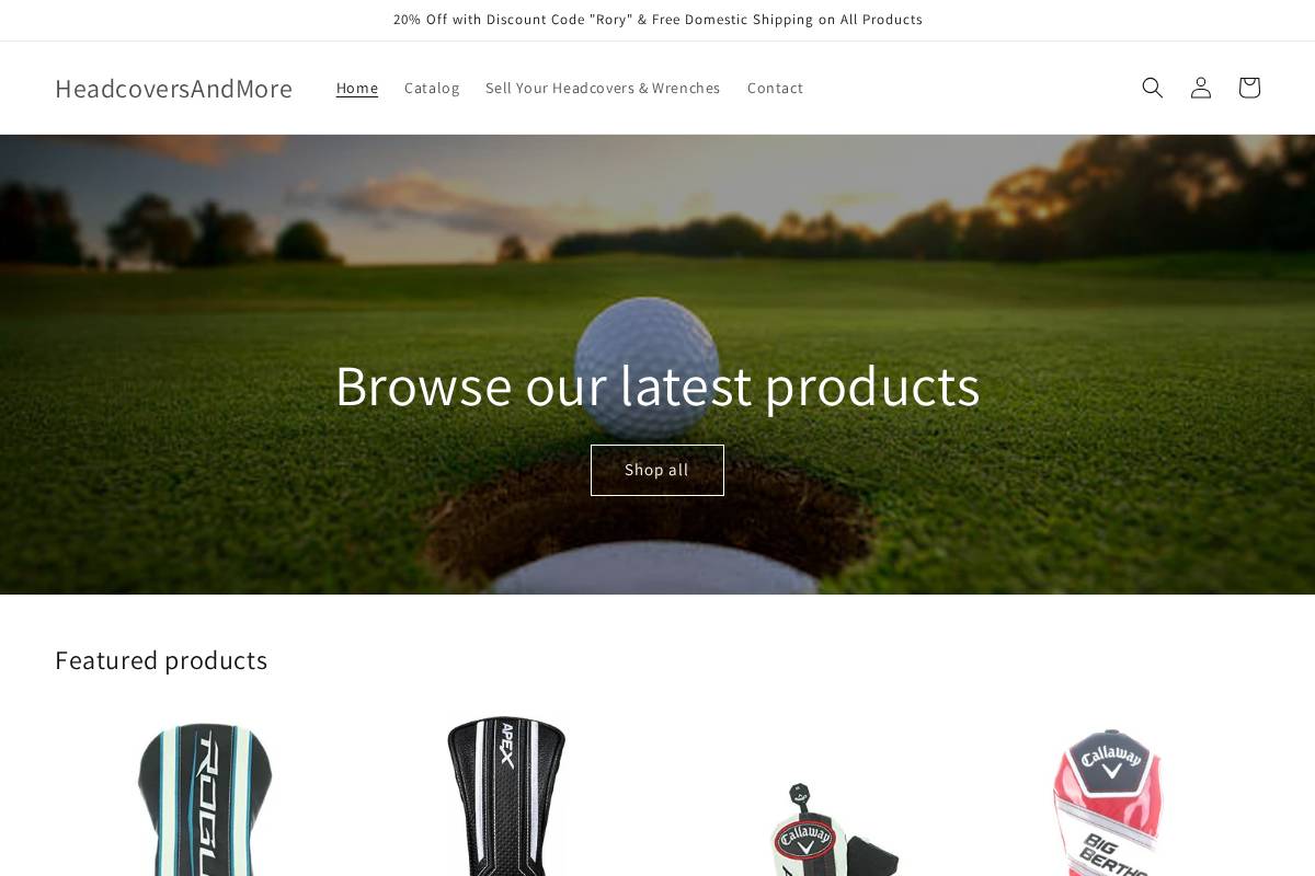 headcoversandmore.com homepage screenshot