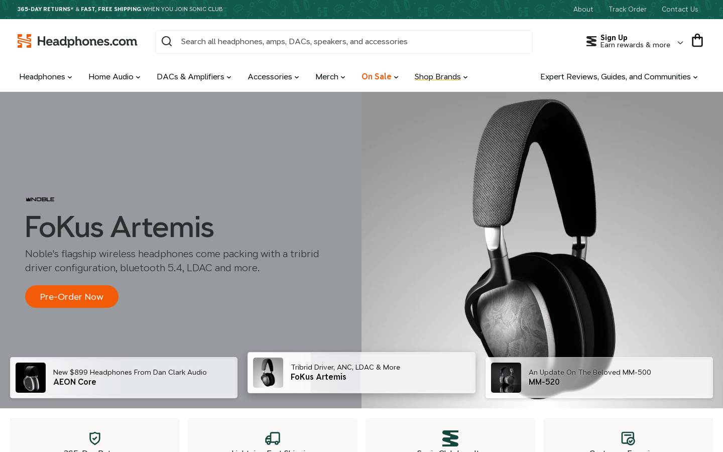Headphones.com homepage screenshot