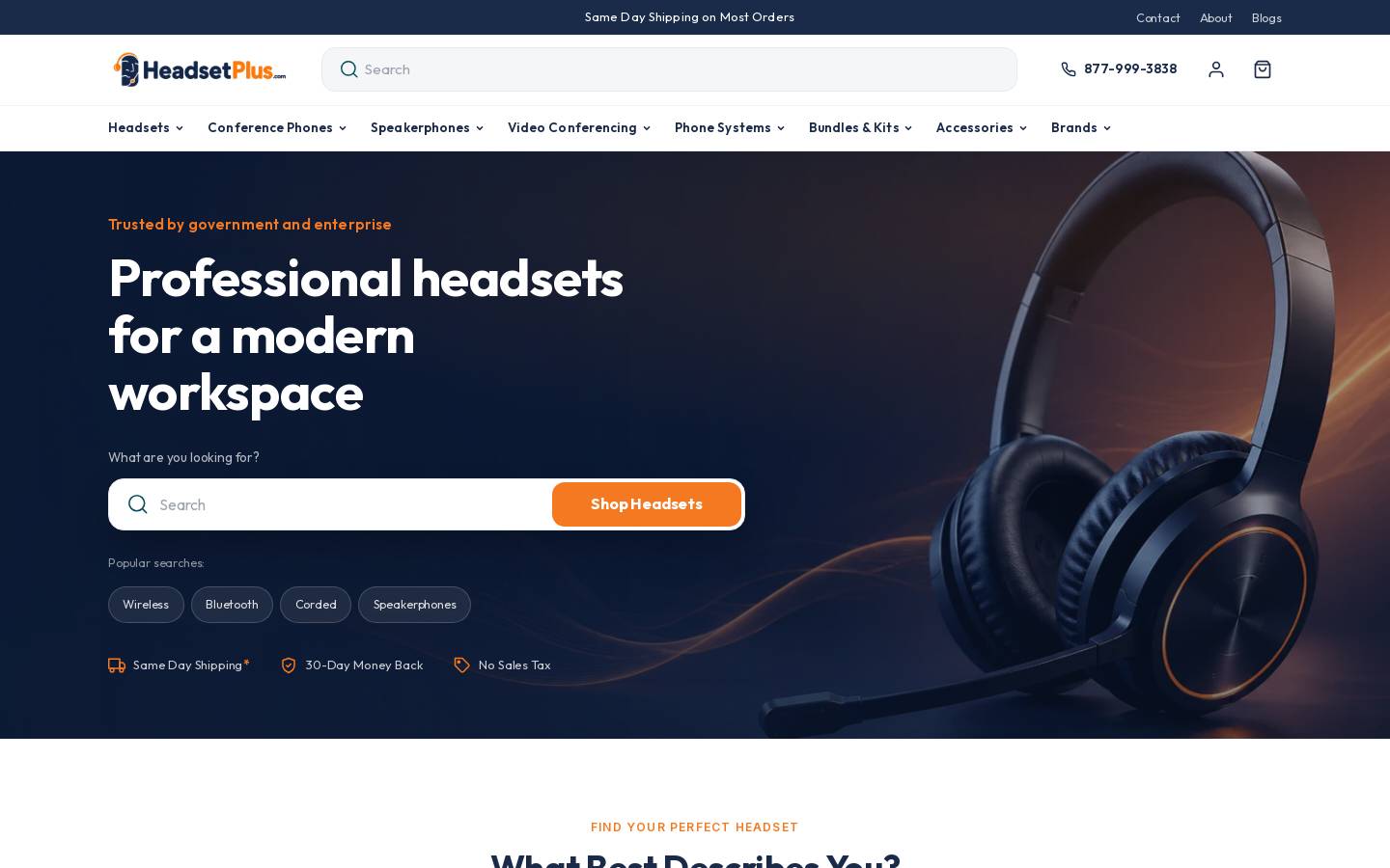 HeadsetPlus.com homepage screenshot