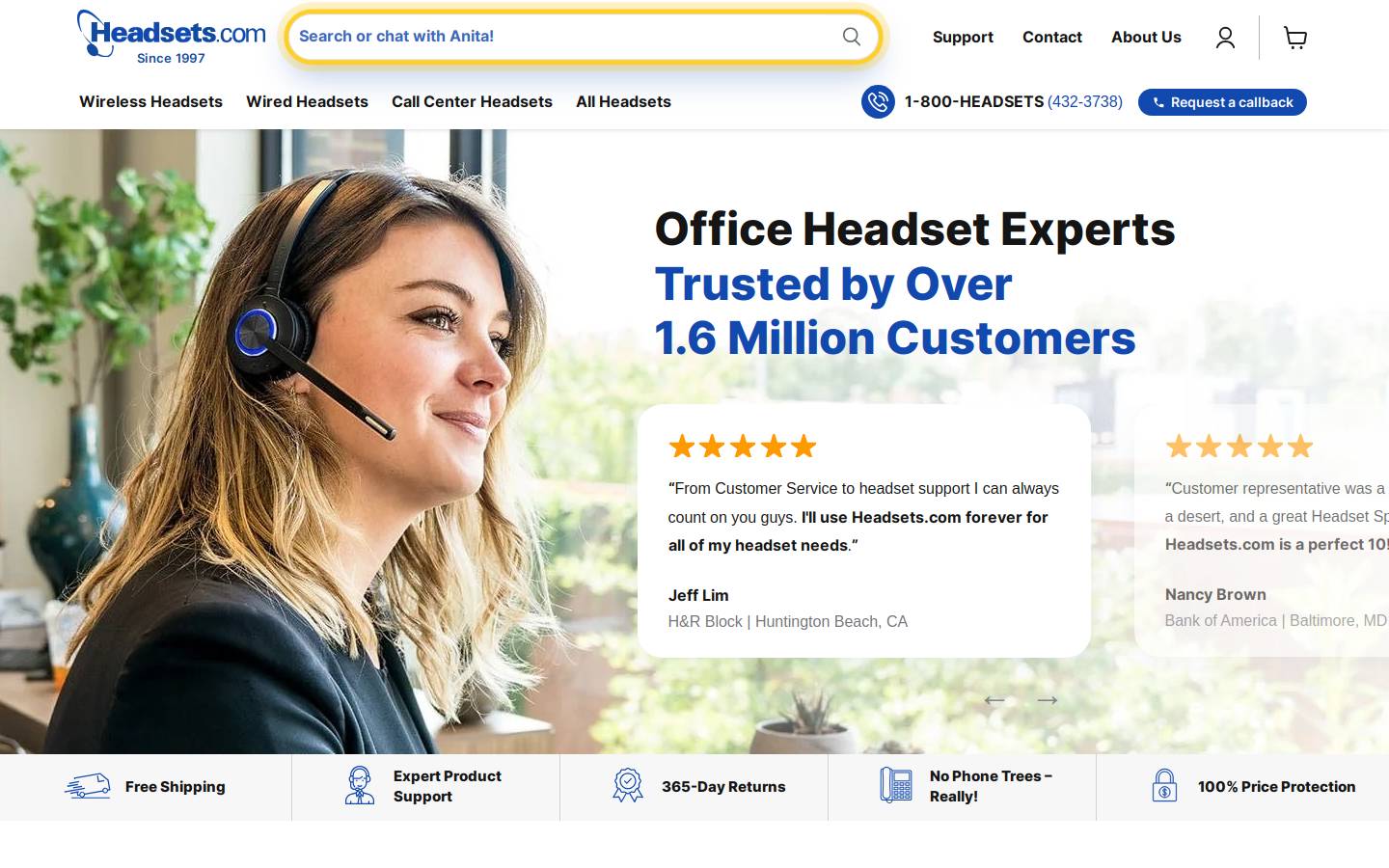 Headsets.com homepage screenshot