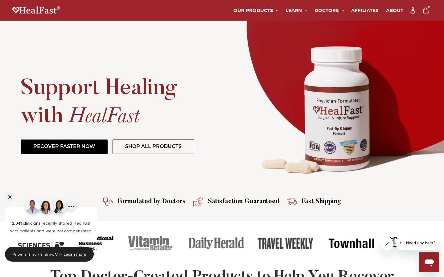 HealFast homepage screenshot