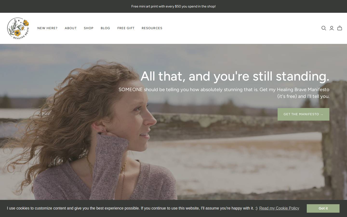 healingbrave.com homepage screenshot