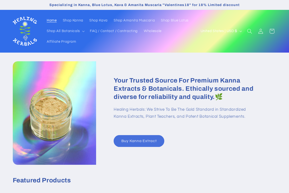 Healingherbals homepage screenshot