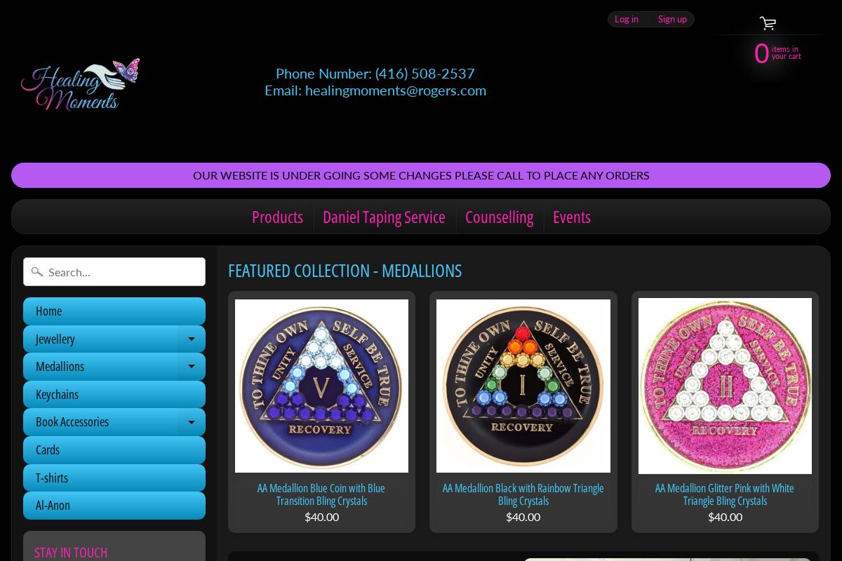 healingmoments.ca homepage screenshot