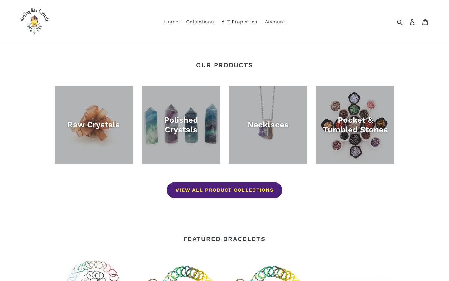 healingmountaincrystals.com homepage screenshot