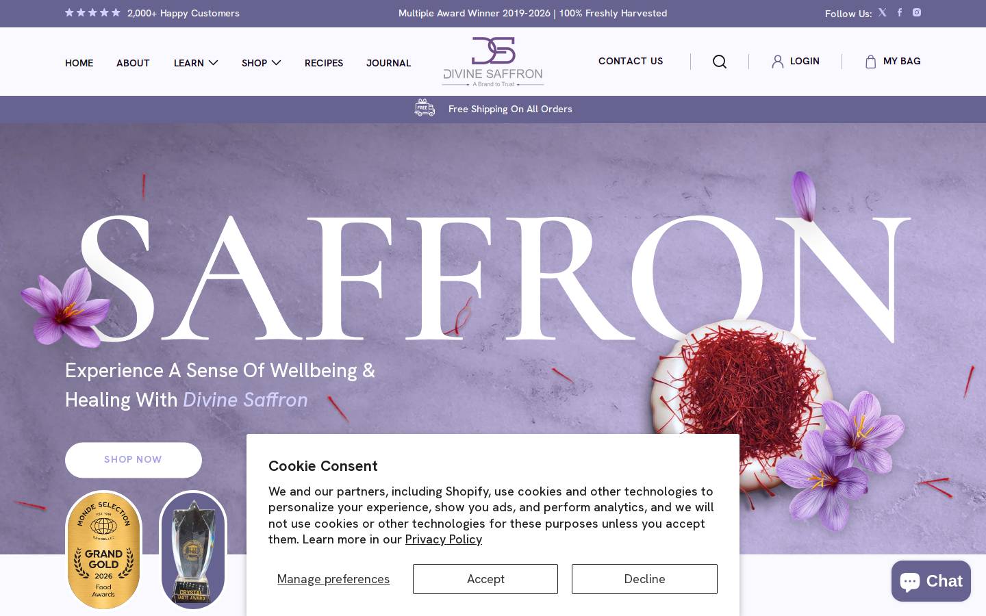 healingsaffron.com homepage screenshot