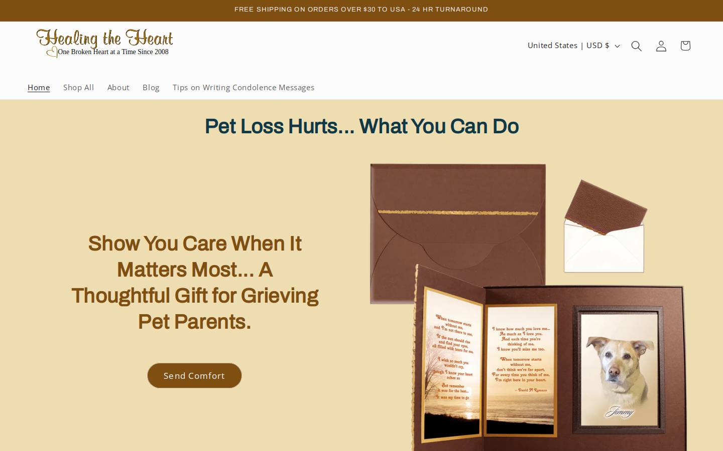 healingtheheartpetloss.com homepage screenshot