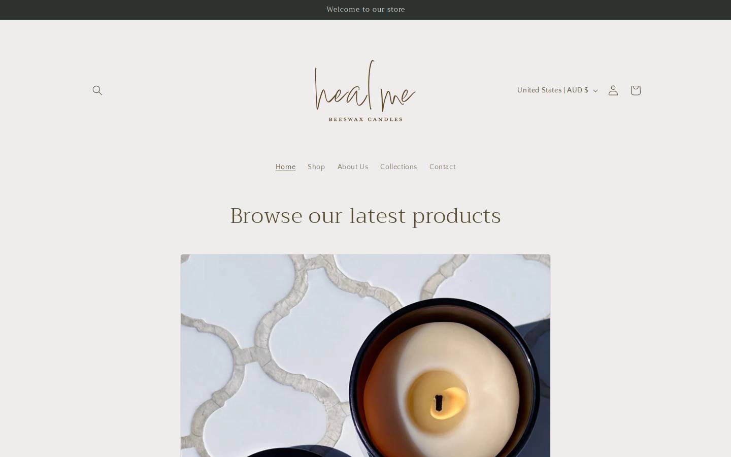 healmebeeswaxcandles.com homepage screenshot