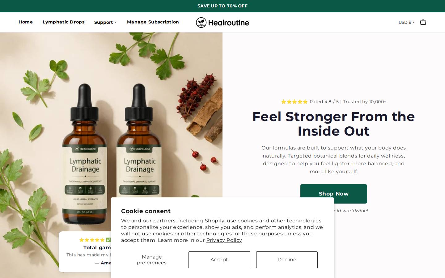 Healroutine homepage screenshot