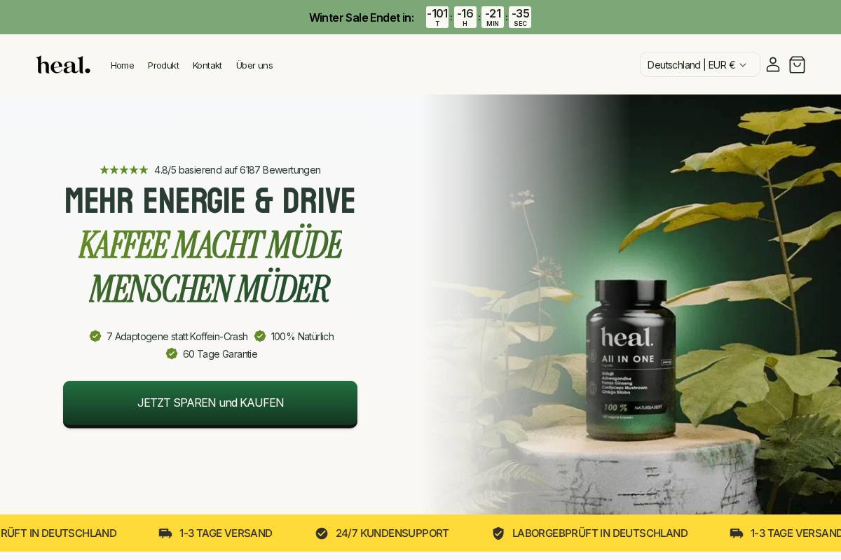 Heal homepage screenshot