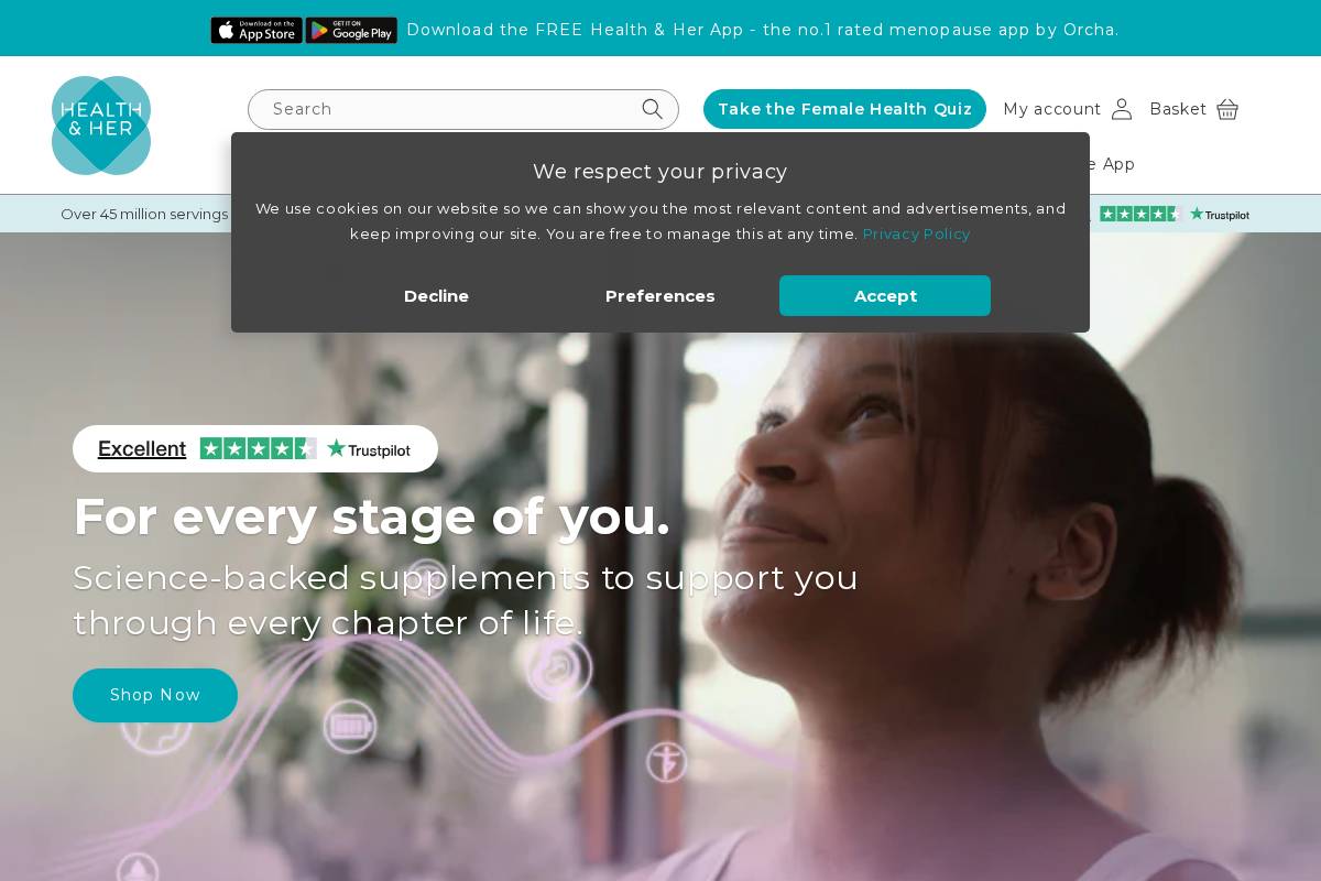 Health & Her homepage screenshot