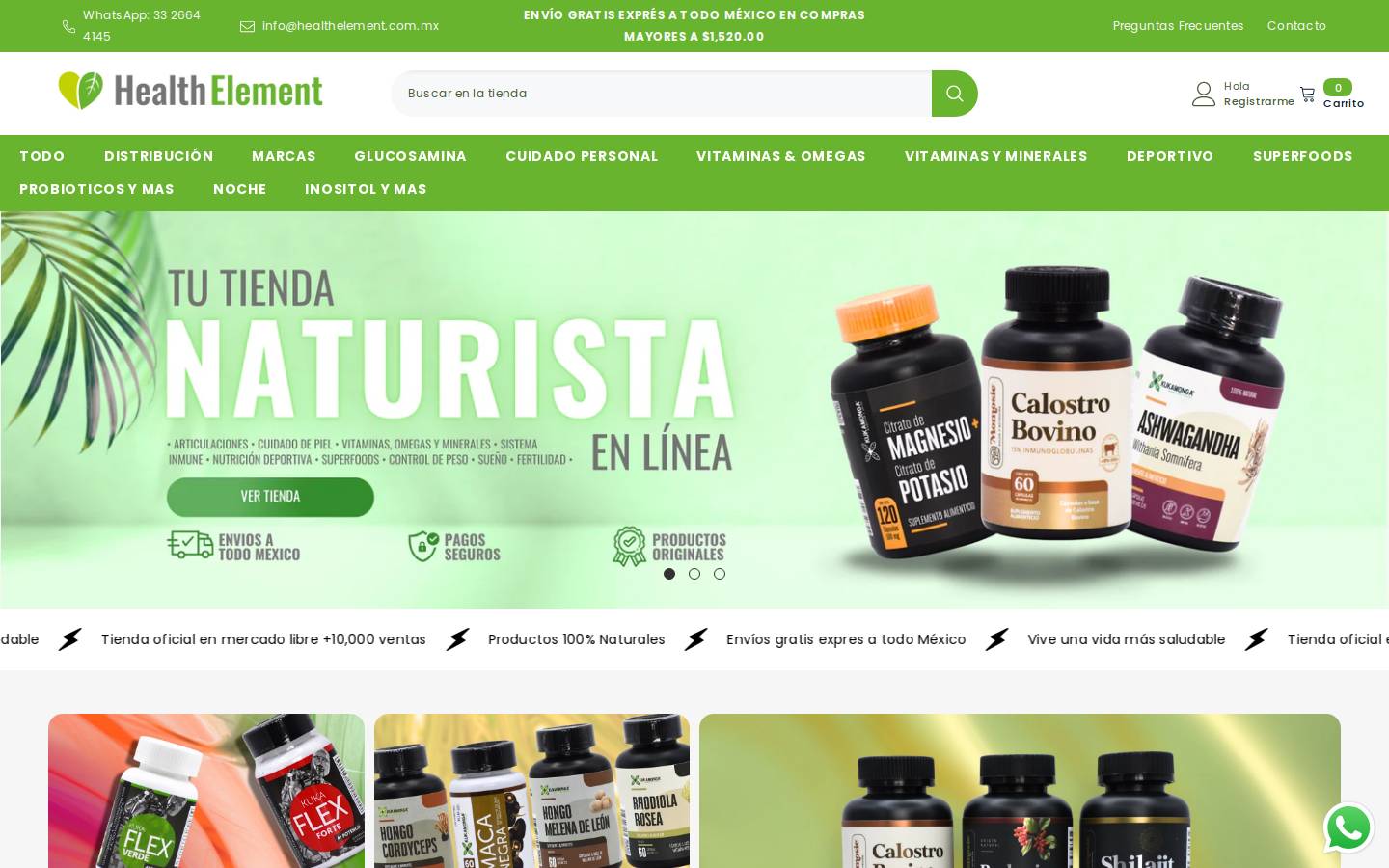healthelement.com.mx homepage screenshot