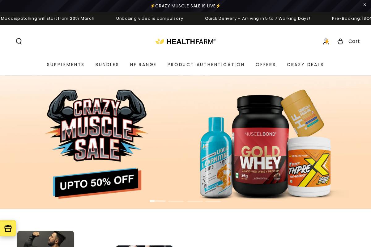 HealthFarm Nutrition homepage screenshot