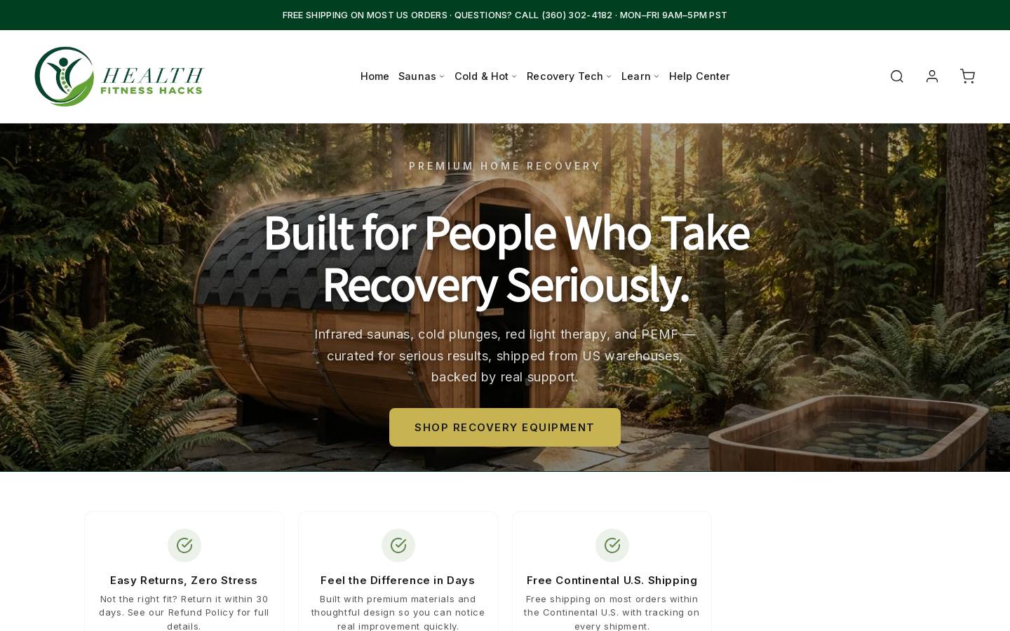Healthfitnesshacks homepage screenshot