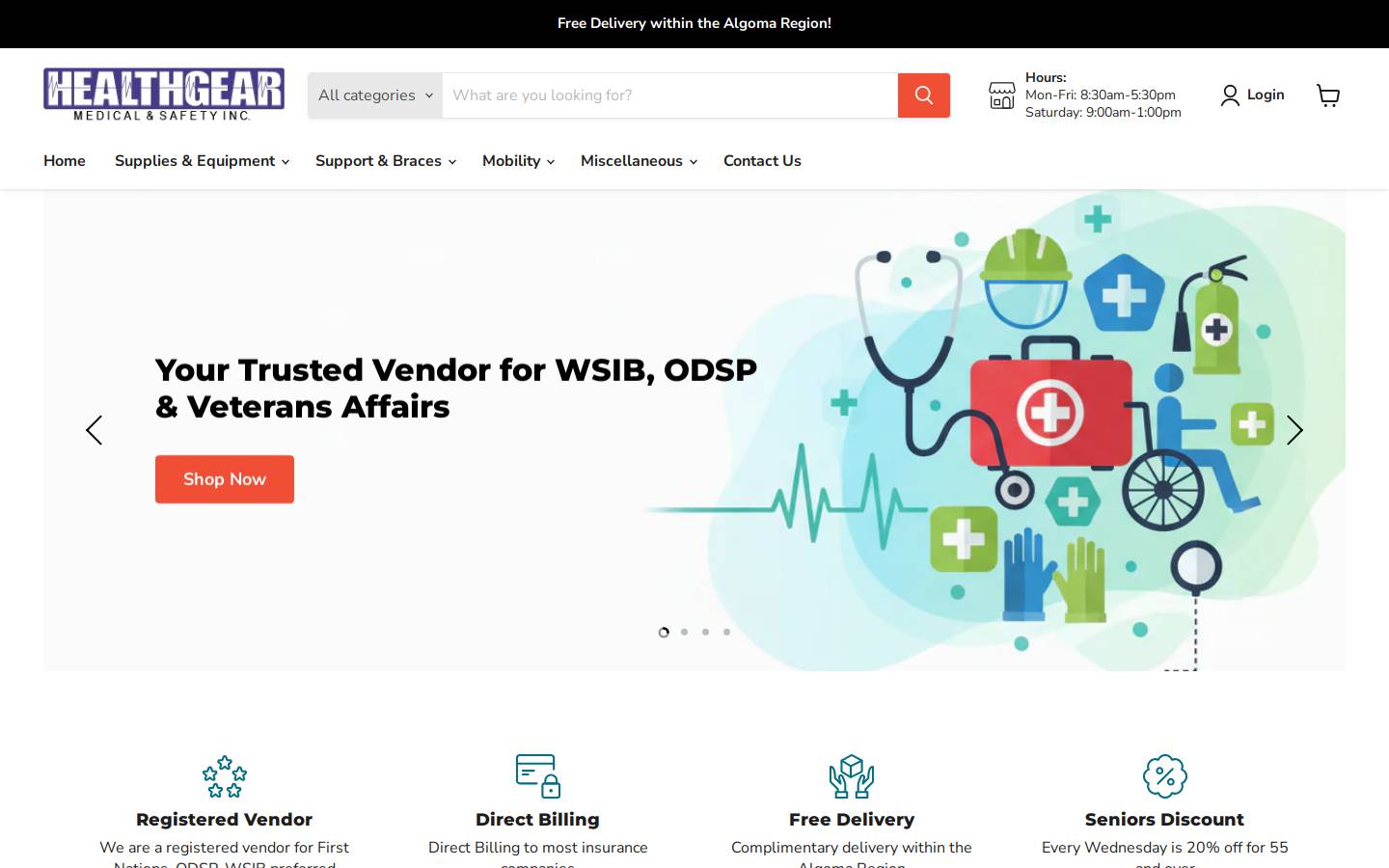 healthgearmedical.com homepage screenshot
