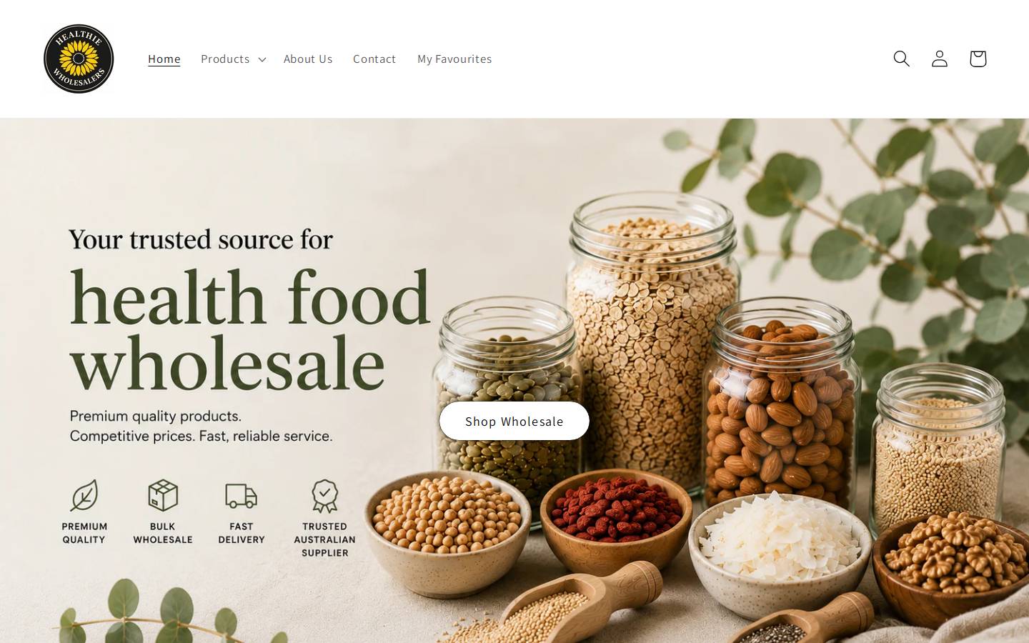 healthiewholesalers.com.au homepage screenshot