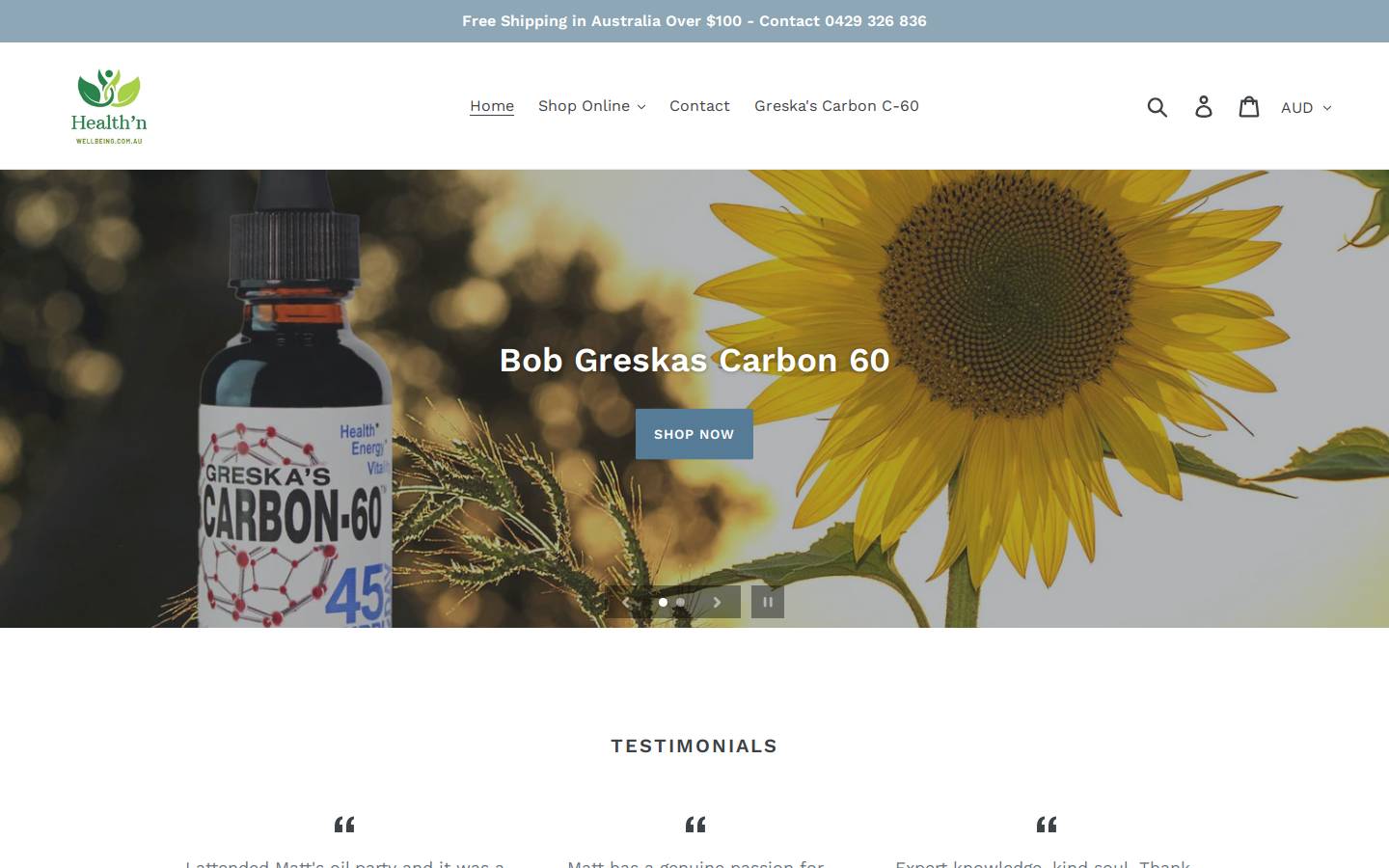 healthnwellbeing.com.au homepage screenshot