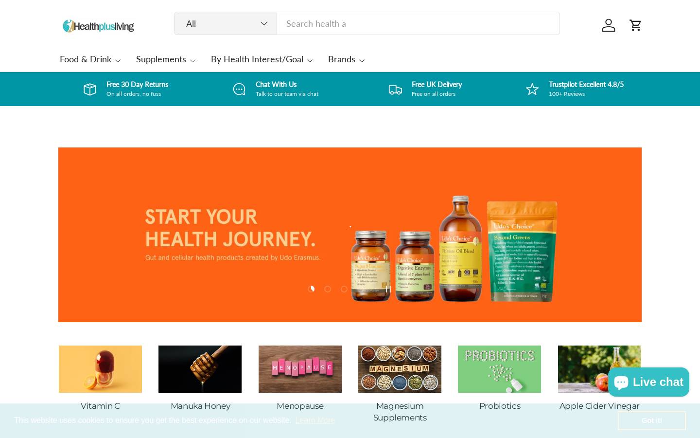 Health Plus Living homepage screenshot