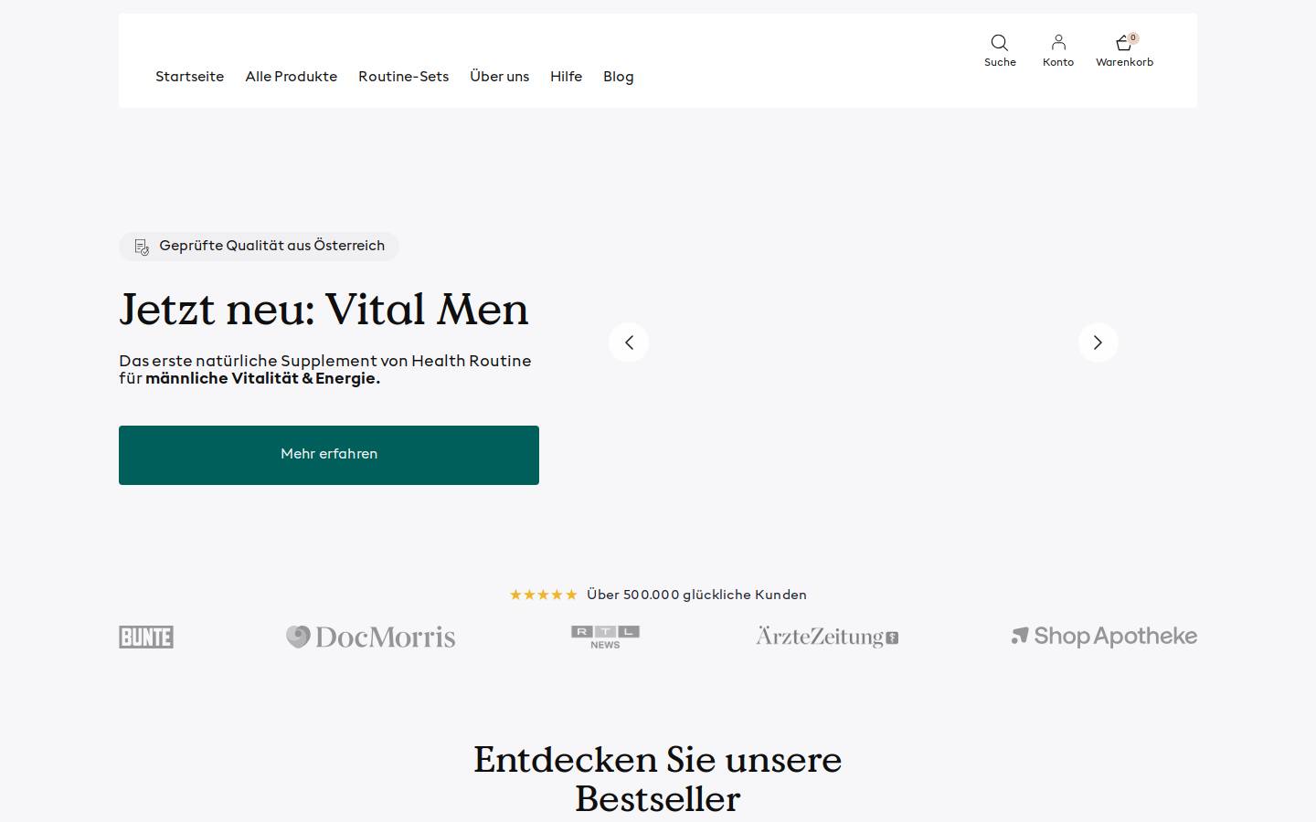 healthroutine.com homepage screenshot
