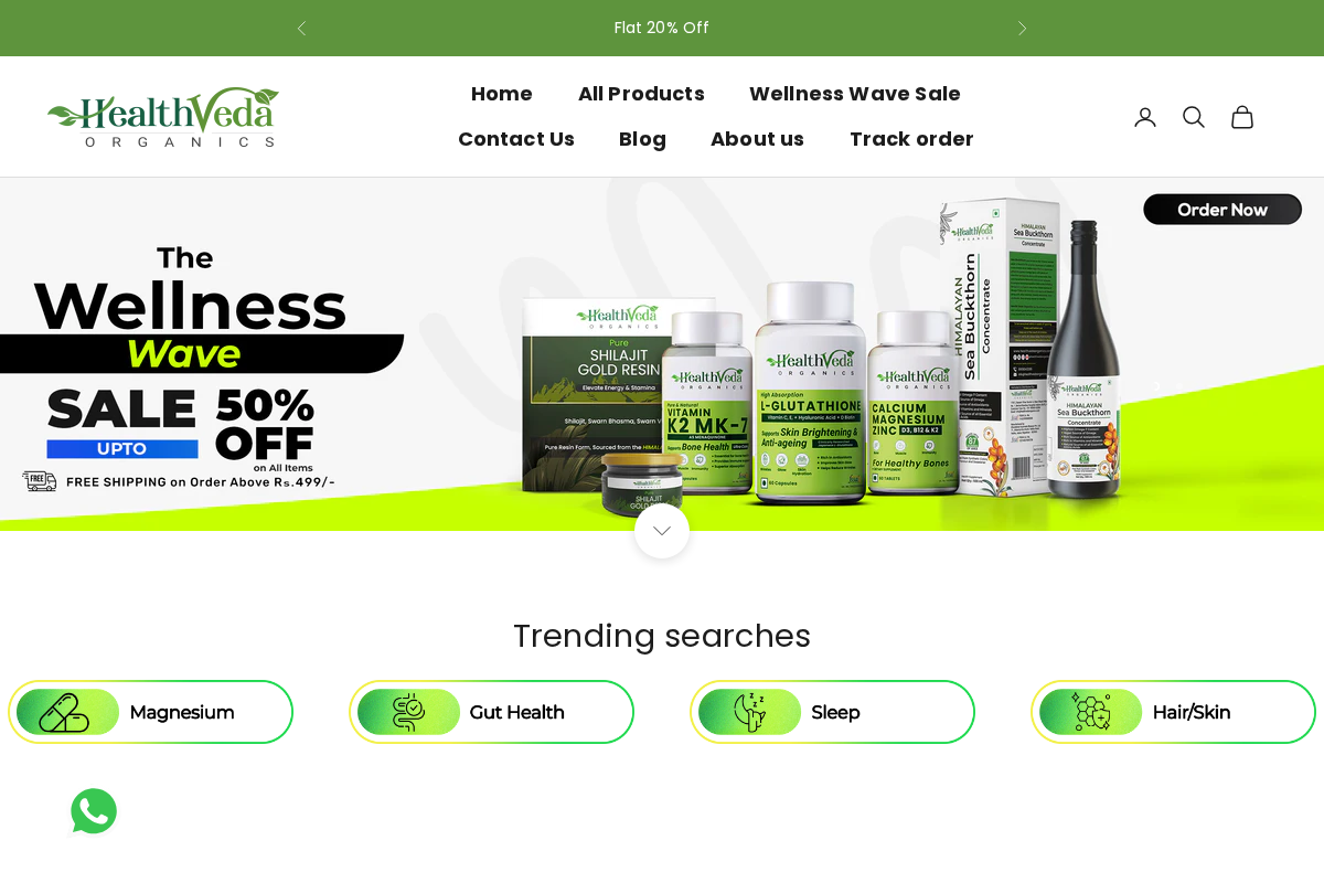 healthvedaorganics.com homepage screenshot