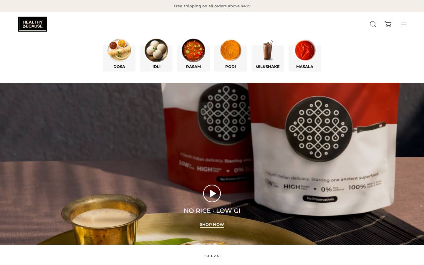 healthybecause.in homepage screenshot
